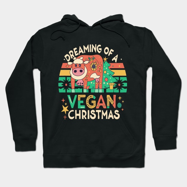 Cute Cow I'm Dreaming of a Vegan Christmas Funny Men Women Hoodie by rhazi mode plagget